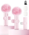 Wireless Microphone for iPhone iPad and Android Phone, 2 Pack Wireless Lavalier Lapel Mic with Noise Reduction, Plug and Play Mini Microphone for Video Recording Interview YouTube TikTok Vlog (Pink) by CZOCPOS