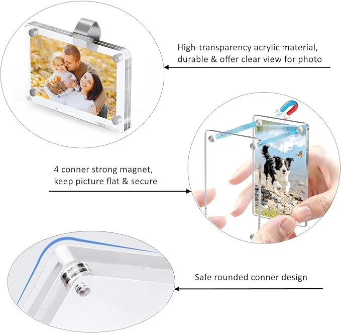 4-Pack Car Sun Visor Photo Clips 2.4x3.5", Magnetic Acrylic Picture Holder | Clear Magnetic Picture Holder Resists 212°F/100°C Heat, Clips to Car Sun Visor, Personalized Photo Frame Gifts for Car Lovers - Image 3