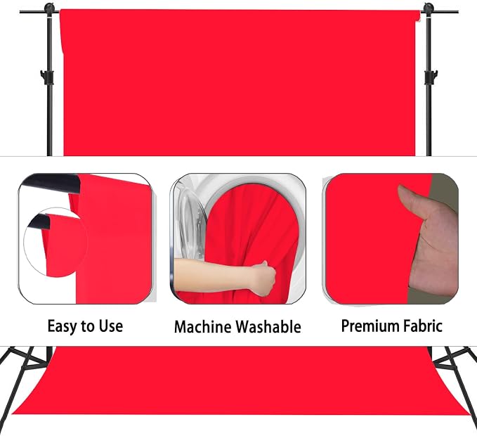 Red Photography Backdrop for Photoshoot, Fabric 5x7ft | Versatile Studio Photo Backgrounds, Non Reflective, Easy to Use, for Portraits, Product, Party, Video Creation - Image 6