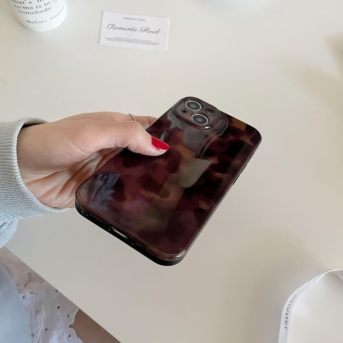 Aesthetic Tortoise Shell Phone Case for iPhone 16 Pro 6.3in,Retro Cool Girl Leopard Print Brown Amber Trendy Full Camera Protective Cover for iPhone 16pro 6.3" - Image 8