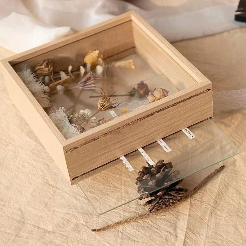JOSON Wooden Dried Flower Photo Frame Dried Flower Display Stand Decorative Floating Photo Frame（8 * 10''-primary color - Image 3