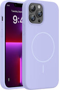miracase Magnetic for iPhone 13 Pro Max Case, [Soft Anti-Scratch Microfiber Lining], Compatible with MagSafe, Liquid Silicone Shockproof Drop Protection Phone Case for 13 Pro Max, Light Purple by Miracase