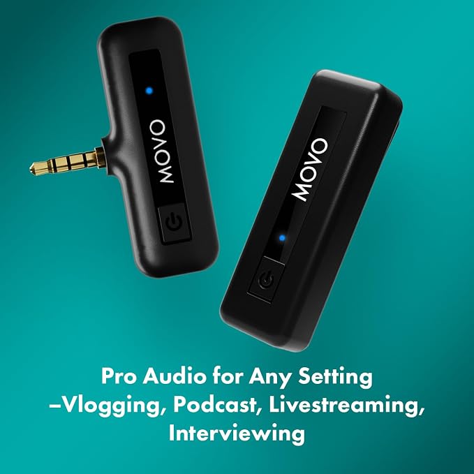 Movo Wireless Mini Camera Microphone for Video Recording- 2.4Ghz Wireless Transmitter with Clip on Lavalier Microphone for DSLR, Mirrorless Camera- Compact Lapel Mic (164FT Range, 10-Hr Battery Life) - Image 5