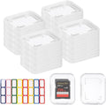 60 Pcs Clear SD Card Holder, Plastic SD Card Case with 72 Pcs Card Labels Standard SDHC SDXC Memory Cards Organizer Portable Photography Storage Accessories by ISKYBOB