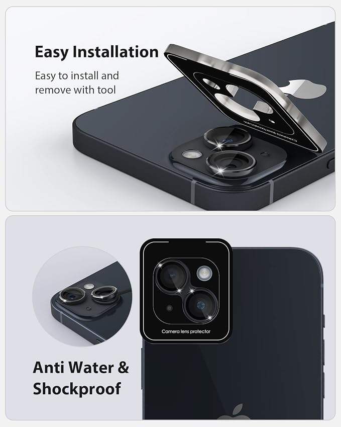 Camera Lens Protector Compatible for iPhone 13 & iPhone 13 Mini Camera Cover Premium 9H Tempered Glass [Anti-Scratch] 99.99% Transparency for iPhone 13 6.1 Inch & iPhone 13 Mini 5.4 Inch - Image 3
