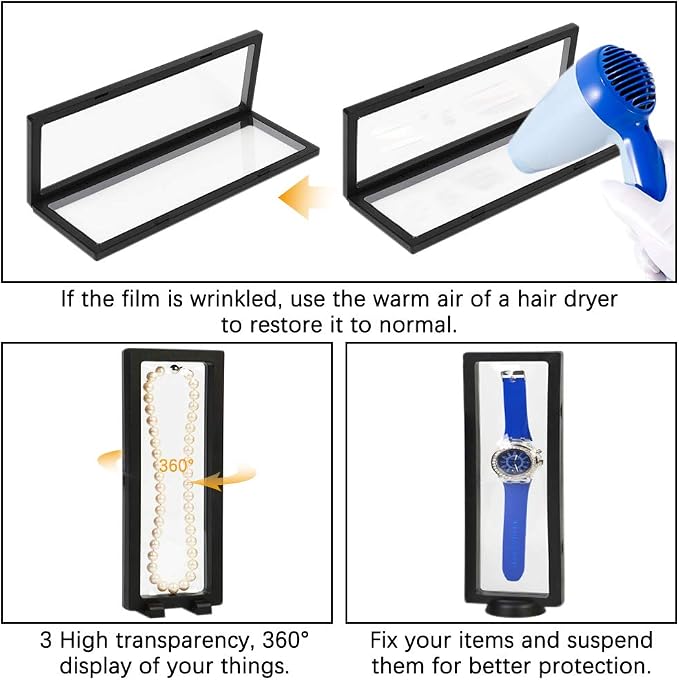 2Pcs 3D Floating Frame Display Stands, Transparent Display Case Holder with Bases, Clear Suspension Frame Showcase for coin Jewelry, Medallions, Antique, Specimens, 9.06x3.54inch - Image 4