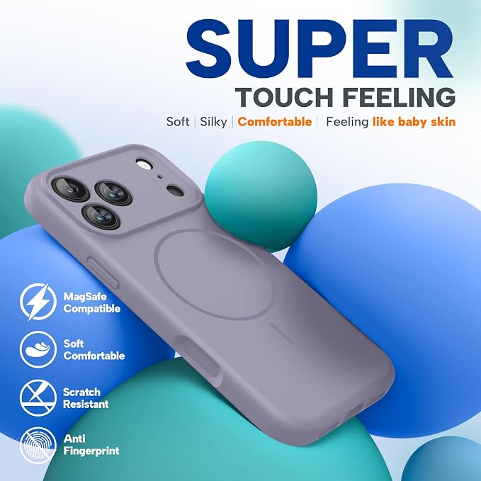 Miracase Silicone & Magnetic for iPhone 17 Pro Max Case, Lavender Gray | Compatible with MagSafe, Camera Control Cover, Premium Silicone Cover Shockproof Drop Protection Phone Case for 17 Pro Max - Image 4