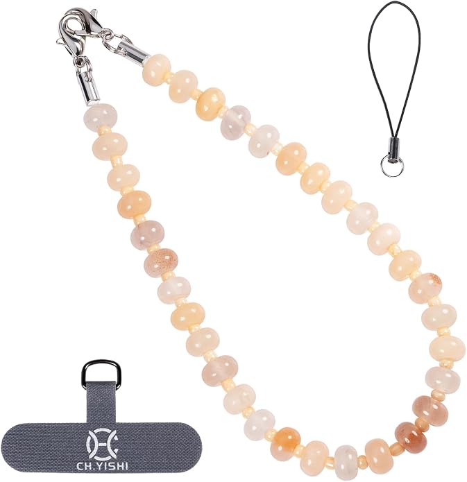 CH.yishi Crystal Beaded Phone Charm Wrist Strap Camera Lanyard | Handmade Cell Phone Chain,with Tether Tab,Keychain Bag Wallet Natural Stone Charm,Headphone Gemstone Decor,Camera Wrist Strap by CHyishi