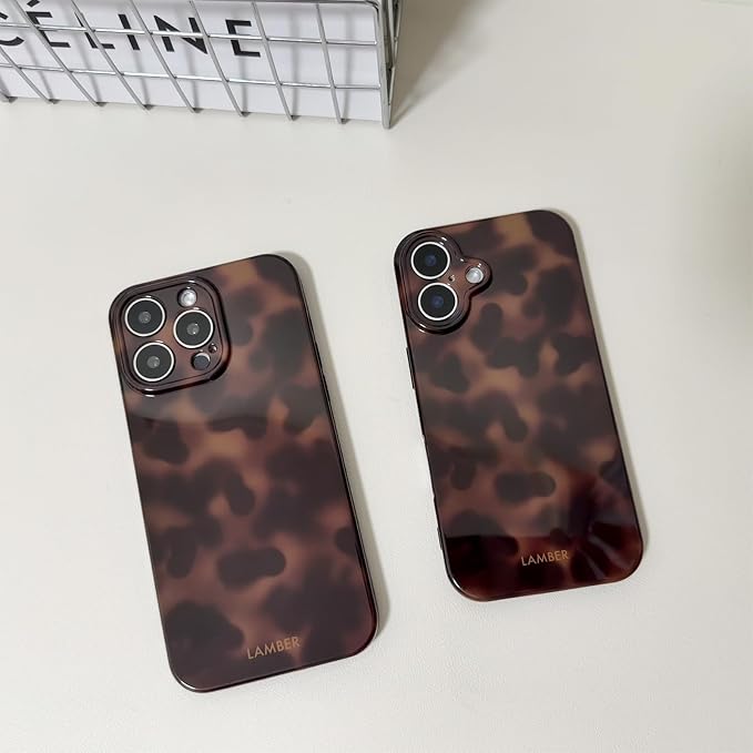 Cute Phone Case for iPhone 16 Pro Max Case Cheetah Leopard Print | Amber Tortoiseshell Pattern,Full Camera Protective,Slim Shockproof TPU,Aesthetic Girly Glossy Cover for Women Men-Brown - Image 6