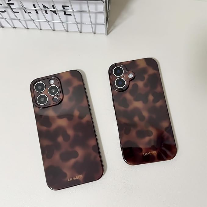 Cute Phone Case for iPhone 16 Pro Case Cheetah Leopard Print | Amber Tortoiseshell Pattern,Full Camera Protective,Slim Shockproof TPU,Aesthetic Girly Glossy Cover for Women Men-Brown - Image 5
