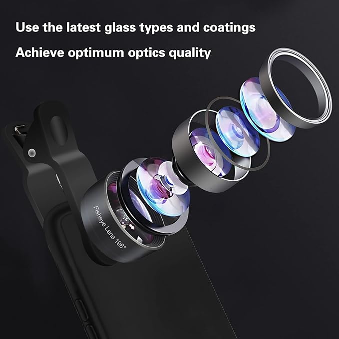 Godefa Phone Camera Lens Kit, 14 in 1 Lenses with Selfie Light for iPhone 14 13 12 11 Xs X Pro Samsung and Other Andriod Smartphone, Universal Clip on Wide Angle+Macro+ Fisheye Camera Lenses - Image 2