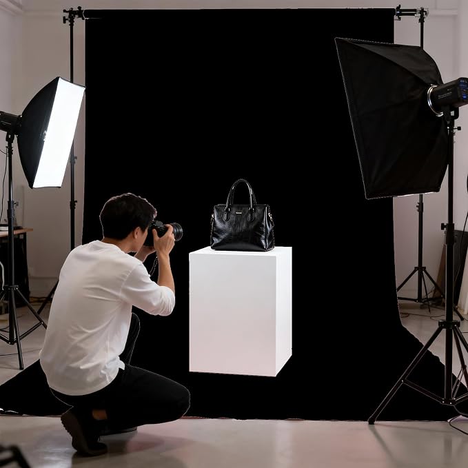 Black Photography Backdrop for Photoshoot, Fabric 10x10ft | Polyester Studio Photo Backgrounds, Non Reflective, Easy to Hang, for Portrait Shoot, Product, Party Decor, Video Creation - Image 4