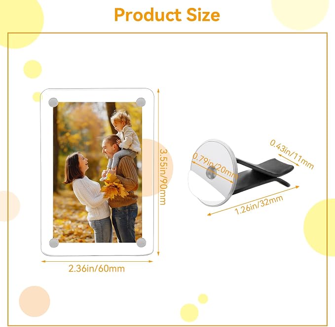 Gift for Dad & Grandpa - 2 Pack Car Dashboard Vent Picture Holder for Father's Day, Personalized Acrylic Clip-on Air Vent Picture Frame, Magnetic Photo Display Frames for Family, Drivers, Fridge, Safe Driving Presents 3.55"x2.36" - Image 8