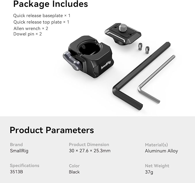SMALLRIG Quick Release Plate Drop-in Quick Release Camera Mount Adapter | Mini Plate with 1/4" Screw, for Camera Clamp, Super Clamp, Ball Head, Tripod, Magic Arm, Stabilizer, Field Monitor - 3513C - Image 6