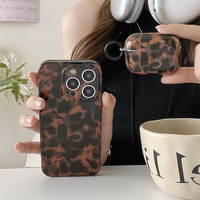Cute Phone Case for iPhone 14 Case Amber Leopard Print | Cheetah Tortoiseshell Pattern,Full Camera Protective,Slim Shockproof TPU,Aesthetic Girly Glossy Cover for Women Men-Brown - Image 4