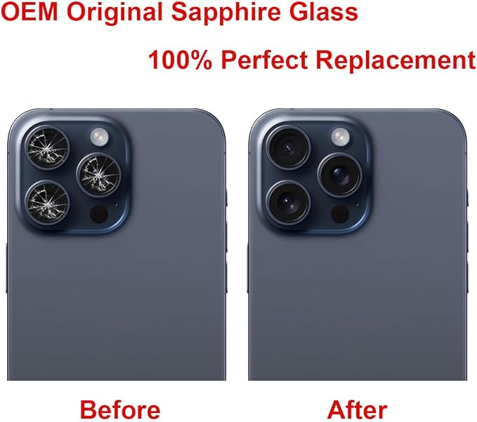 2 Set Back Rear Camera Lens Glass Replacement for iPhone 15 Pro Max with Reparing Toolkit - Image 5