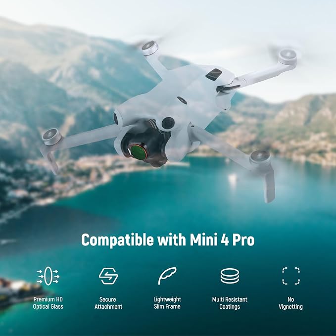 NEEWER ND Filter Set Compatible with DJI Mini 4 Pro, 6 Pack Multicoated HD Optical Glass ND8 ND16 ND32 ND64 ND128 CPL Circular Polarizing Neutral Density Filter Drone Accessories, 2X Cleaning Cloth - Image 2