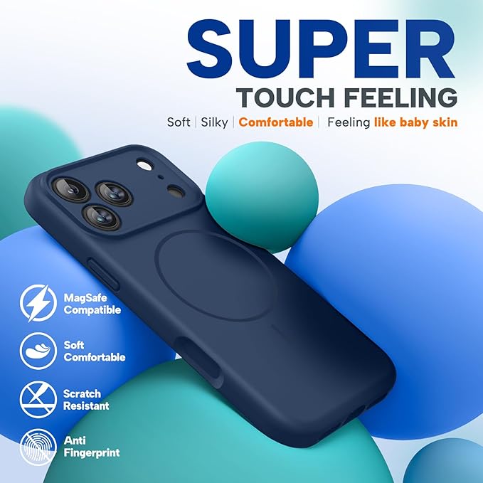 Miracase Silicone & Magnetic for iPhone 17 Pro Max Case, Dark Blue | Compatible with MagSafe, Camera Control Cover, Premium Silicone Cover Shockproof Drop Protection Phone Case for 17 Pro Max - Image 6