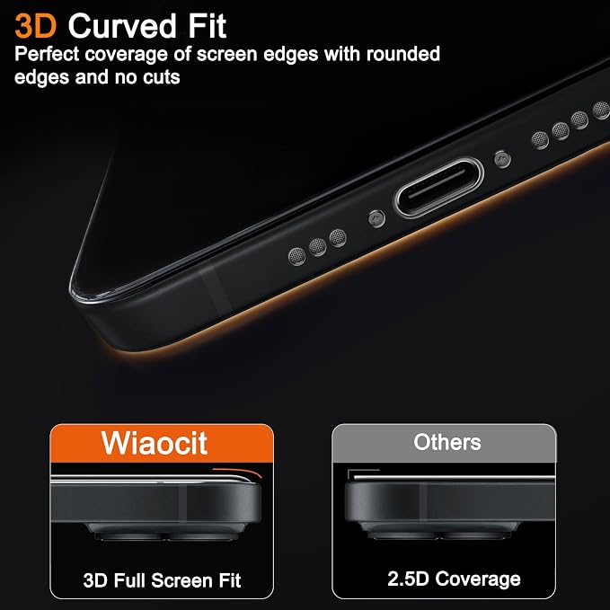 Wiaocit Tempered Glass Screen Protector for iPhone 13 | 3+3 Pack, 9H Hardness, Camera Lens Protector, Installation Frame, Bubble Free, Case Friendly - Image 5