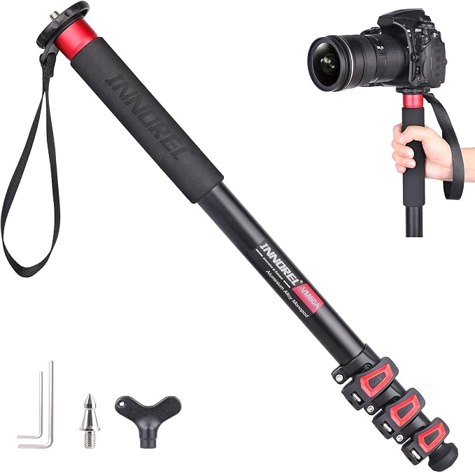 63in/160cm Camera Monopod INNOREL VM60A Aluminum Alloy Portable Compact Lightweight Travel Monopod with Fast Flip Lock for Canon Nikon Sony DSLR Camera Video Camcorder DV Photography Load 22lbs/10kg by INNOREL