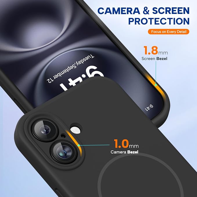 miracase Magnetic for iPhone 16 Plus Case, [Soft Anti-Scratch Microfiber Lining], Compatible with MagSafe, Liquid Silicone Shockproof Drop Protection Phone Case for 16 Plus,Black - Image 8