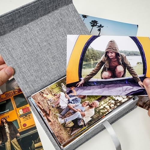 4x6 Photo Storage Box, Premium Linen Memory Box for Photos, Pictures, Certificates, Scrapbooking Supplies & Jewelry - Portable, Stackable Organizer for Home, Crafters & Collectors - Image 5