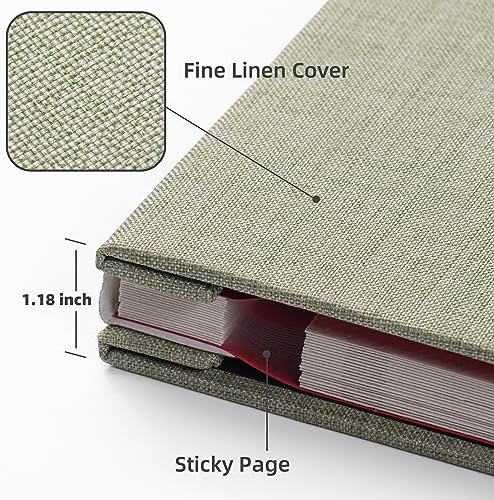 Large Photo Album Self Adhesive with Picture Display Window, DIY Scrapbook Album for 4x6 8x10 Pictures, 40 Pages Linen Cover Memory Book with Scraper and Metallic Pen(Grass Green) - Image 6