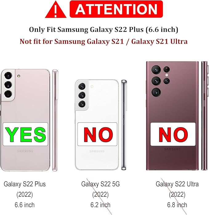Gritup for Samsung Galaxy S22+ Plus Case with Screen Protector*2, Galaxy S22 Plus Case Build in 360° Rotating Ring Kickstand, Military Grade Protective Case for S22 Plus Phone, Red+Black - Image 2