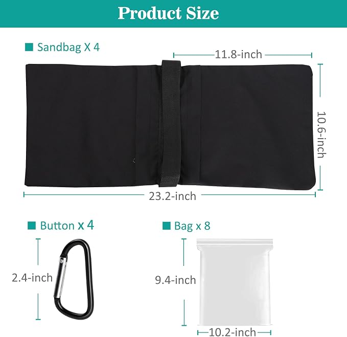 12 Packs Sandbags Weight Bags for Light Stand Photography Video Support | Heavy Duty Saddlebags for Backdrop Stand, Photo Tripod, Canopy, Pop up Tent, Umbrella Base, Fishing Chair, Wedding Shed - Image 5