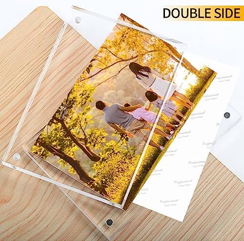 Sezanrpt 3 Pack Acrylic Picture Frames 5x7 Inch Free Standing, Clear Crystal 5'' x 7'' Picture Frame, Office Desktop Magnetic 5x7 Lucite Photo Frame for Specimens, Tickets, Stamps, Pictures Display - Image 5