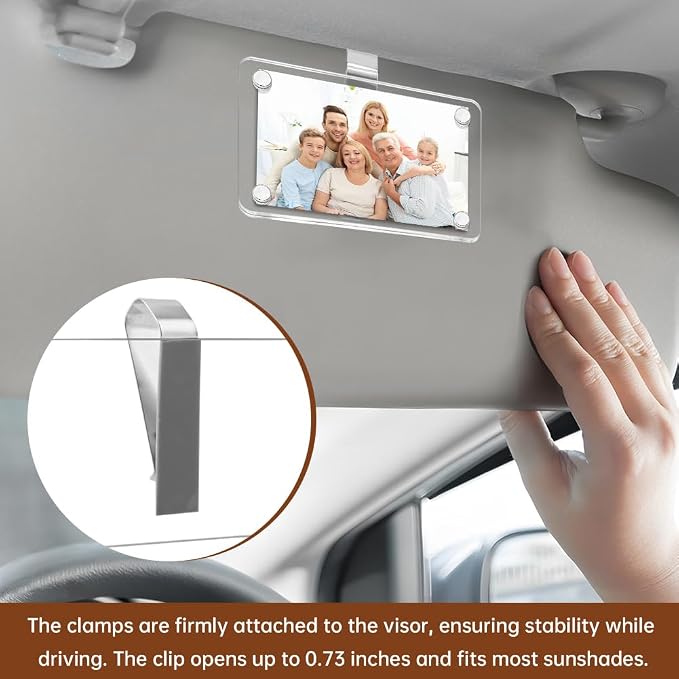 Car Picture Holder, Magnetic Car Picture Frame with Visor Clip Personalized Photo Holder Cars Accessories Photo Holder Displays(2pcs,9 * 6cm) - Image 5