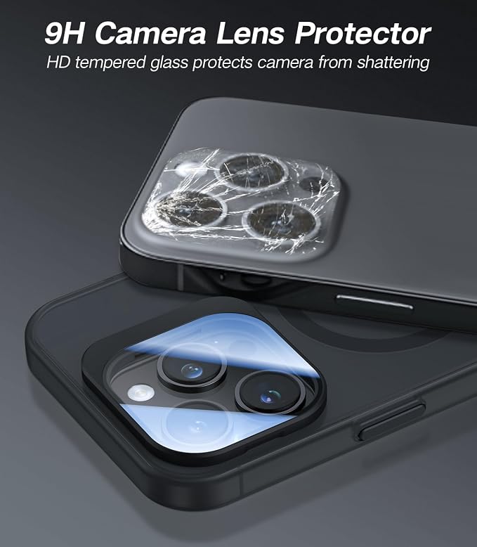 VOFATA for iPhone 14 Pro Case with Camera Cover Stand [Built-in 9H Camera Lens Protector][Fit for Magsafe] Military Grade Shockproof Translucent Matte Magnetic Phone Case 6.1", Black - Image 2