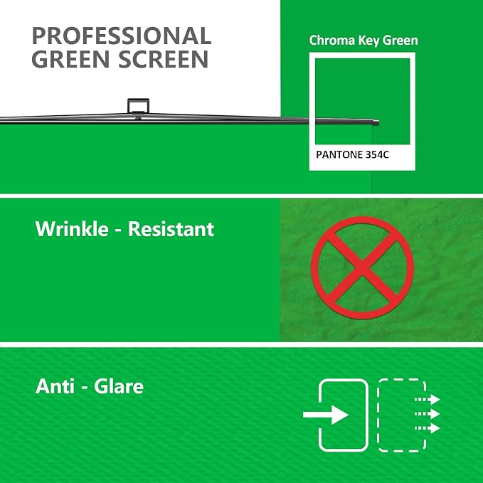 【Wider Style】 RAUBAY 78.7 x 82.7in Large Collapsible Green Screen Backdrop | Portable Retractable Chroma Key Panel Photo Background with Stand for Video Conference, Photographic Studio, Streaming - Image 3