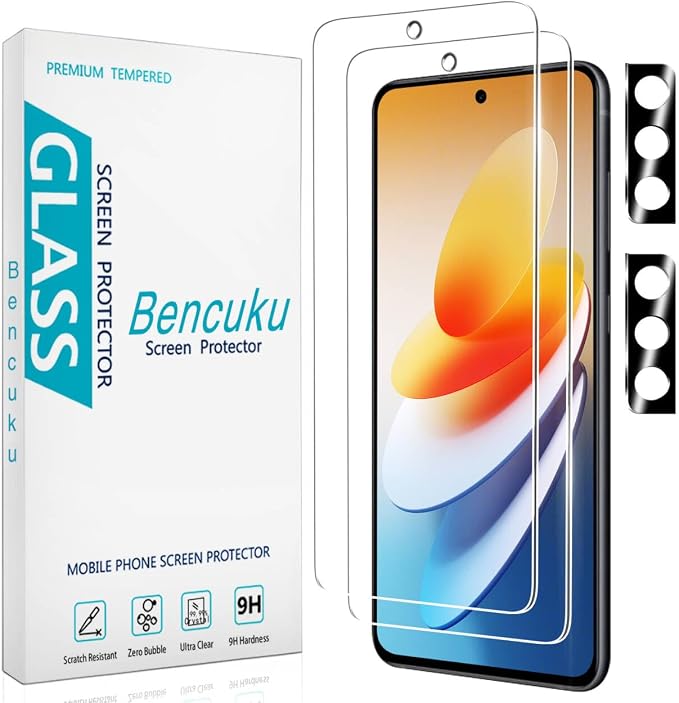 2+2 Pack Screen Protector for Samsung Galaxy S21 FE Tempered Glass | with Camera Lens Protector, Anti Scratch, Bubble Free by Bencuku