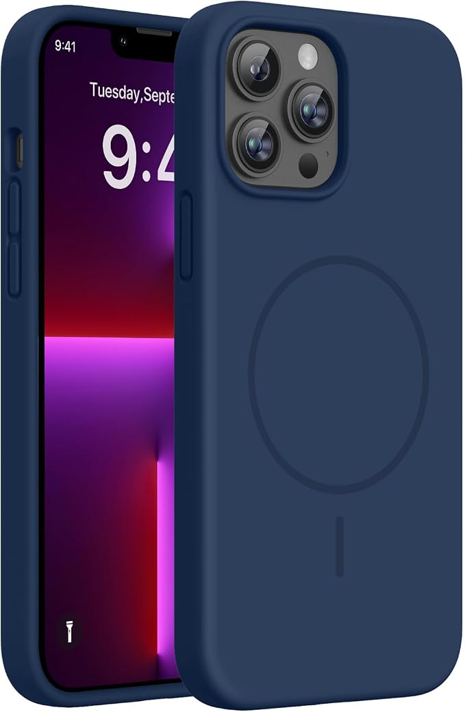 Miracase Magnetic for iPhone 15 Pro Case, Silicone, Soft Microfiber Lining by Miracase