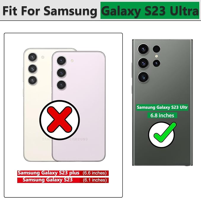 Gritup for Samsung Galaxy S23 Ultra Case with 2PCS Screen Protector, Build in 360° Rotating Ring Kickstand, Military Grade Protective Case for S23 Ultra Phone, Red+Black - Image 2