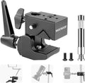 NEEWER Super Clamp with 5/8" Stud, Spring Lock, 2.4"/6cm Jaw Grip Heavy Duty Crab Pole Clamp for Round Pipe Flat Surface, for Photography Studio Camera & Lighting Mounting, Max Load 33lb/15kg, UA017 | Heavy Duty Crab Pole Clamp, for Round Pipe Flat Sur... by Neewer