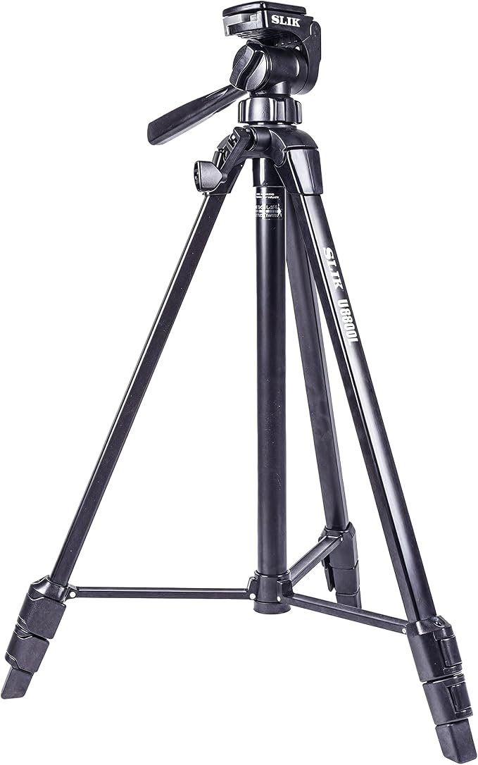 SLIK U8800 Aluminum Tripod Kit w/Inegrated Multi-Action Pan Head 67" Tall (612-051) - Folds Down to 25.6", Weighs 3.4lbs, Supports 9.9lbs, Crank Control Center Column, Great for Photos and Video | 75-inch aluminum tripod with fluid pan head and quick r... by Unknown