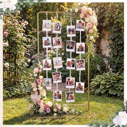 Colingmill 69" Gold Picture Display Stand Metal Rectangle with Clips - Image 4