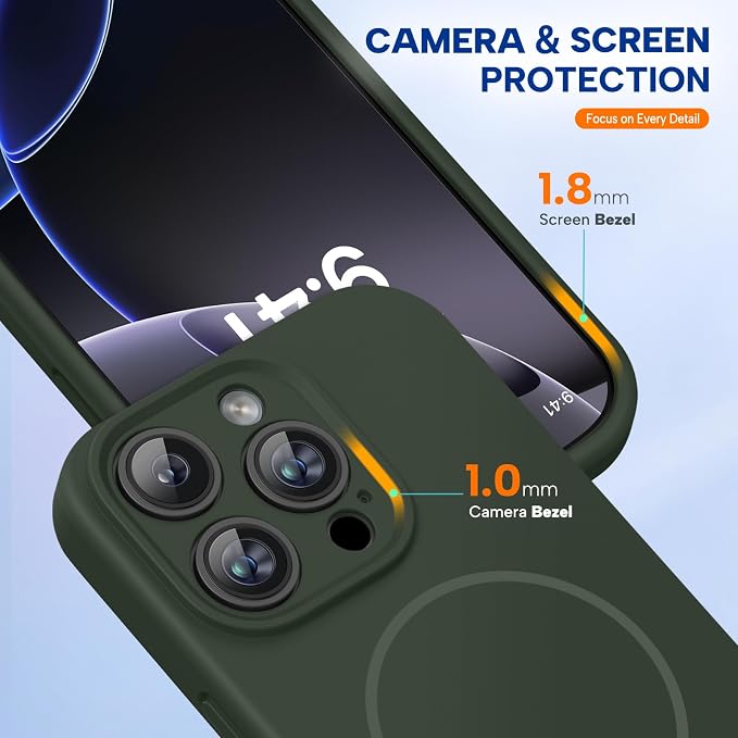 miracase Magnetic for iPhone 16 Pro Case, [Soft Anti-Scratch Microfiber Lining], Compatible with MagSafe, Liquid Silicone Case Shockproof Drop Protection Phone Case for 16 Pro,Dark Green | Compatible with MagSafe, Soft Microfiber Lining, Liquid Silicon... - Image 8