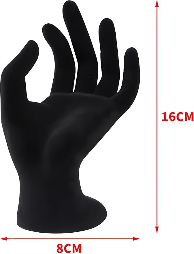 Jewelry Display Stand, 7-Inch Hand-Shaped Velour Holder for Rings | Velour-coated plastic, 7" x 4.5" x 3.5", hand-shaped, for rings, bracelets, photo props, displays, retail, home decor - Image 5