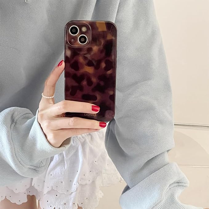 Cute Phone Case for iPhone 13 Pro Max Case Cheetah Leopard Print | Amber Tortoiseshell Pattern,Full Camera Protective,Slim Shockproof TPU,Aesthetic Girly Glossy Cover for Women Men-Brown - Image 7