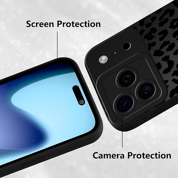 Cute Black Cheetah Print Phone Case for iPhone 17 Pro 6.3" | Aesthetic Leopard Pattern Design Cover Full Camera Lens Protective Shockproof Soft Slim TPU Funda for Men Women Girls - Image 5
