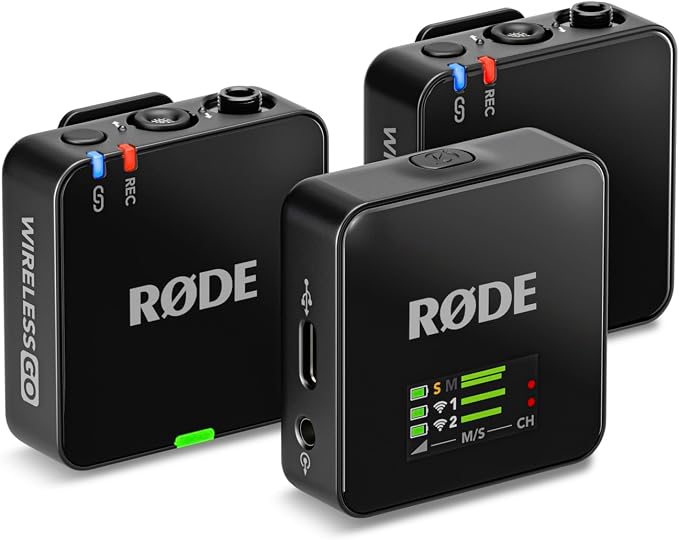 Rode Wireless GO (Gen 3) 2-Person Compact Digital Wireless Microphone Recorder Black Bundle with Grade Lavalier Lapel Microphone (2 Pack), Kellards Cleaning Cloth - Image 3