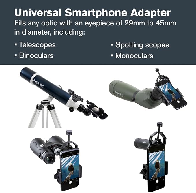 Celestron Basic Telescope Eyepiece Smartphone Adapter | Simple Phone Adapter for Telescopes, Binoculars & Spotting Scopes, Capture Images & Video, Easy to Use, Travel–friendly - Image 2