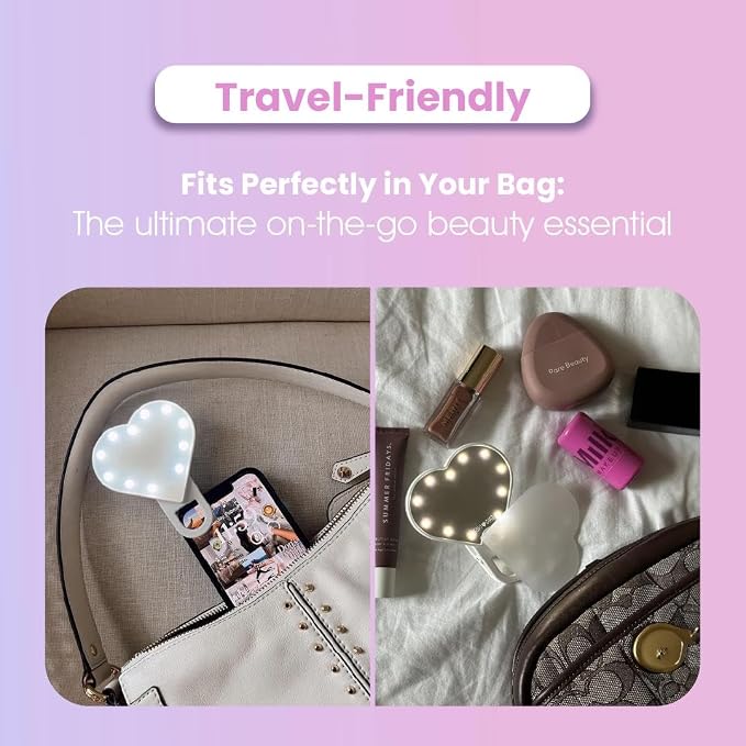 Riki Sweetheart Clip-On LED Makeup Mirror and Selfie Light, Rechargeable with Long-Lasting Battery, CRI 95+ for Phone, Laptop, and iPad, Film for TikTok, Instagram (White Sparkle) - Image 5