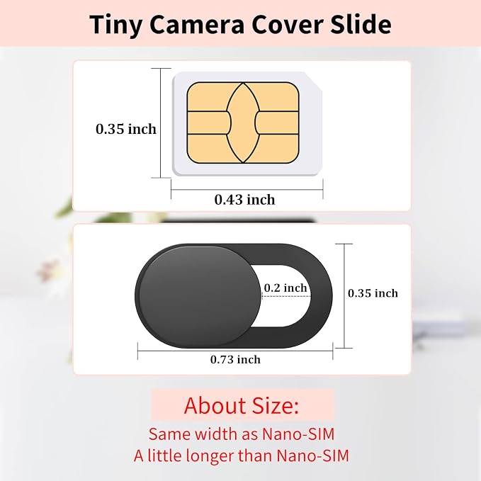 Yilador Webcam Cover (6 Pack) 0.03 inch Ultra Thin Laptop Camera Cover Slide for Computer MacBook Pro/Air iMac iPhone Cell Phone PC Tablet Notebook Surface Pro Echo Show Camera Blocker Slider - Black - Image 3