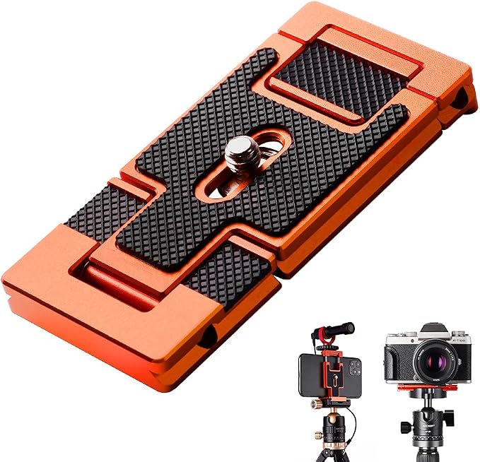 K&F Concept Aluminum Quick Release Plate, Arca-Swiss for DSLR | All-Metal Construction, Anti-Slip Rubber Pads, Hard Anodized, 1/4" Screw, Lightweight 0.39" Thick, CA02 by KFCONCEPT