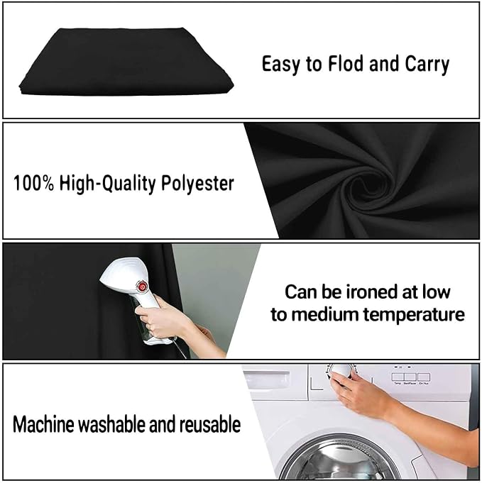 Black Photography Backdrop for Photoshoot, Fabric 10x10ft | Polyester Studio Photo Backgrounds, Non Reflective, Easy to Hang, for Portrait Shoot, Product, Party Decor, Video Creation - Image 7