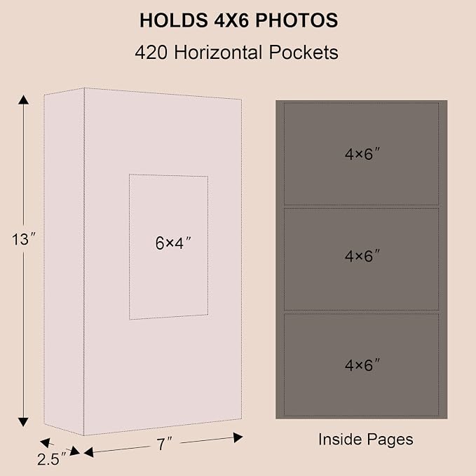 Vienrose Photo Album 4x6 Holds 420 Photos, PU Leather Cover Picture Book with 420 Horizontal Pockets, Slip-in Photo Album for Wedding, Baby Memories, Family, Acid-Free Photo Storage Gift, Purple - Image 5